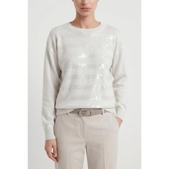Brunello Cucinelli Off White Wool Sweater, Size X-Small
