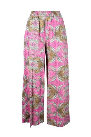 Snobby Sheep Fuchsia Wide-Leg Trousers with Artistic Pattern