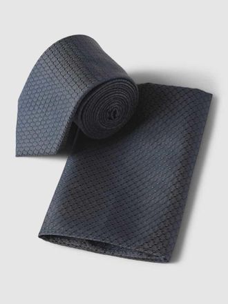 Monti Krawatte und Einstecktuch im Set aus Seide in Ecru, Gr&ouml;&szlig;e 1