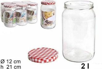 Trade Shop Trade Shop - Set 6 Pezzi Contenitore Barattolo In Vetro Con Coperchio Barattolini 2 Lt