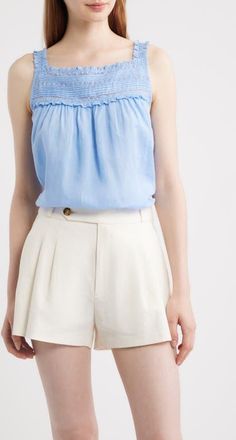D&ocirc;en Benita Pintuck Lace Woven Top in Bluejay at Nordstrom, Size Xx-Small