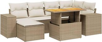 vidaXL Vidaxl - Set Sof&aacute;s De Jard&iacute;n 7 Piezas Y Cojines Rat&aacute;n Sint&eacute;tico Beige