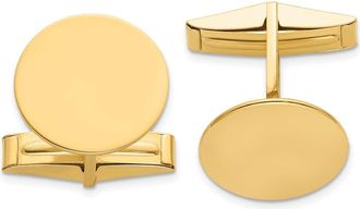 Diamond2Deal 14K Yellow Gold Circular Polished Mens Cuff Links