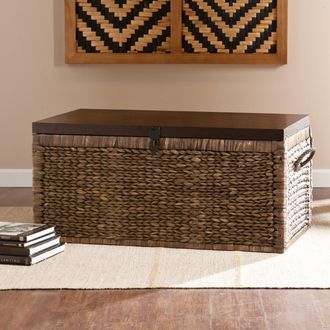 SEI Harrowell Water Hyacinth Storage Trunk Blackwashed With Espresso