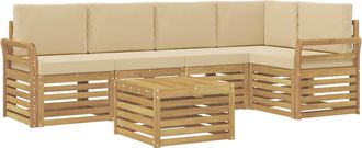 vidaXL Conjunto De Sof&aacute;s De Exterior 6 Uds. Y Beige Poli&eacute;ster Vidaxl