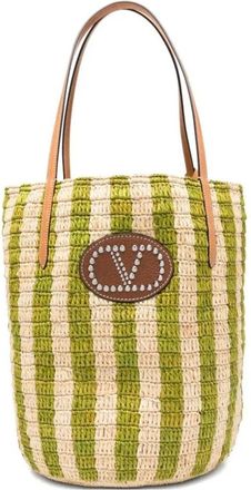 Valentino Tassen, Dames, Veelkleurig, ONE Size, Leer, VLogo Raffia Tote Bag