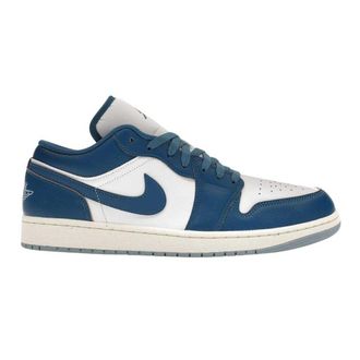Nike Heren Air Jordan 1 Leather Low Trainers (Marine, Wit)