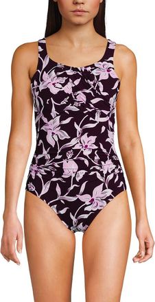 Lands End New SlenderSuit Carmela Underwire One Piece Swimsuit in Dark Wine/tropics Floral at Nordstrom, Size 10