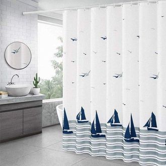 OEM Cortina De Ducha Con Ganchos De Pl&aacute;stico, 100% Poli&eacute;ster, Impermeable Y Resistente Al Moho, Cortina De Ba&ntilde;o, 180 X 180 Cm (71 X 71)