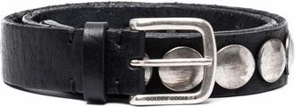 Golden Goose Trinidad Washed Leather Studs Riem - Dames - Riemen - Zwart - 85 CM - Leer - Accessoires