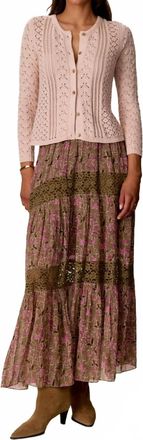 Rebecca Taylor Hannah Pointelle Long Sleeve Cardigan In Desert Rose
