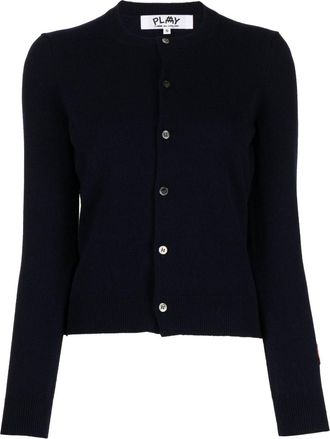 Comme Des Garçons logo-patch wool cardigan - women - Wool - M - Blue