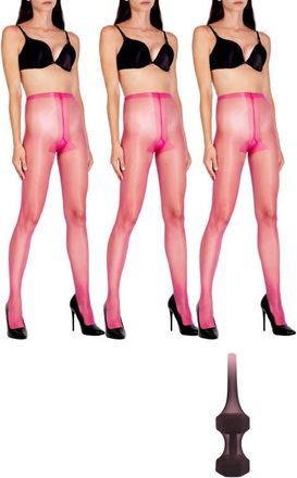 Lechery 3-Pack Glossy Colored Fashion Sheer Tights for Women in Pink at Nordstrom, Size Large/x-Large