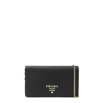 Prada Cross Body Bags, female, Black, Size: ONE SIZE Saffiano Leather Mini Bag