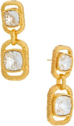 Oscar De La Renta Rectangle Crystal Double Drop Earrings