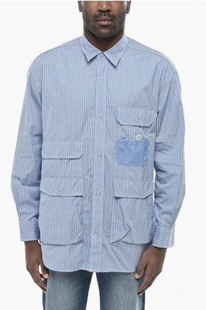 Comme Des Gar&ccedil;ons HOMME Casual Striped Shirt With Snap Buttons size M