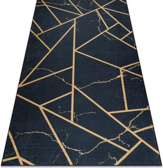 RugsX Rugsx - Alfombra Lavable Andre 1222 M&aacute;rmol, Geom&eacute;trico Antideslizante - Negro Black 120x170 Cm