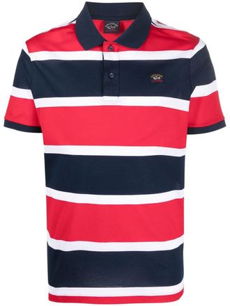 Paul & Shark logo-patch polo shirt - men - Organic Cotton - XXXXL - Blue