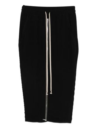 Rick Owens drawstring zip midi skirt - women - Silk/Cupro - 44 - Black