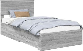 vidaXL Bed Frame with Drawer Grey Sonoma 100 x 200 cm Engineered Wood vidaXL