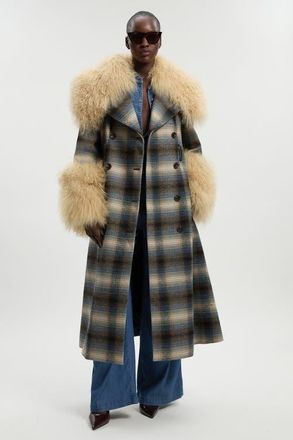 Karen Millen Double Breasted Belted Midi Coat in Multi at Nordstrom, Size 12