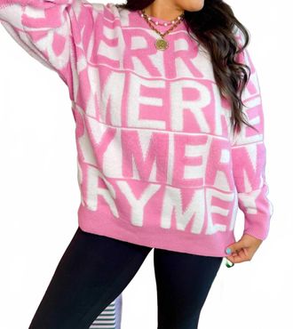 Peach Love California Merry Everything Crew Neck Sweater In Pink