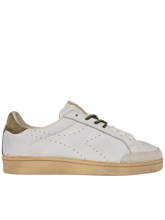 Diadora Prestige Plain White Olive Accent Sneakers