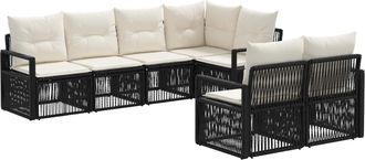 vidaXL Conjunto De Sof&aacute;s De Jard&iacute;n 7 Uds. 7-n&uacute;mero De Plazas Negro Vidaxl