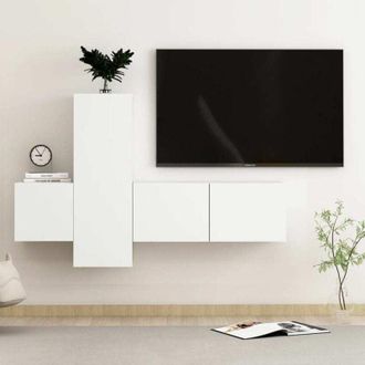vidaXL Set di Mobili Porta tv 3 pz Bianco in Legno Multistrato - Vidaxl