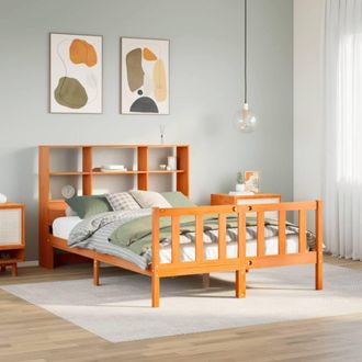 Berkfield Home Bookcase Bed without Mattress Wax Brown 160x200 cm Solid Wood Pine
