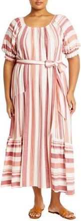 City Chic Jemima Stripe Maxi Dress in Cosmo Stripe at Nordstrom Rack, Size M/18W