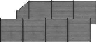 vidaXL Conjunto De Valla 1311 X 186 Cm Wpc Y Aluminio Gris Vidaxl