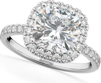 Allurez Cushion Cut Halo Diamond Engagement Ring 14k White Gold in 2.55Ct/white Gold at Nordstrom, Size 6.5