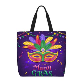 Generic Women Handbag Happy Mardi Gras Funny Ladies Shopping Shoulder Bag Reusable Print Crossbody Bags, For Gym, School, Daily, Work, Wedding