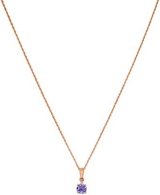Amour Tanzanite and Diamond Pendant with Chain In 10K Rose Gold