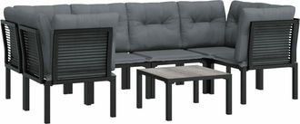 vidaXL Juego De Muebles De Jard&iacute;n 7 Pzas Rat&aacute;n Sint&eacute;tico Negro Y Gris Vidaxl