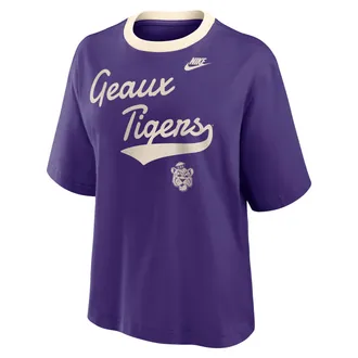 Nike LSU Legacy Fight Song Boxy Nike Womens College T-Shirt in Purple | 01CM0F1FLOV-U0X