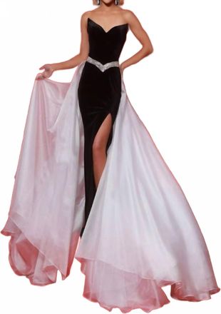 Johnathan Kayne Velvet Corset Gown In Black/white