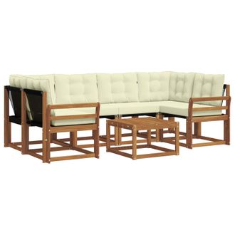 vidaXL Conjunto De Sof&aacute;s De Exterior Con Coj&iacute;n 7 Pcs Natural Y Crema Vidaxl