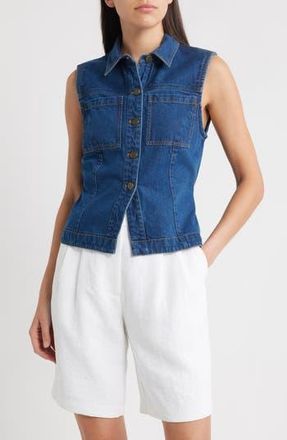 Cleobella Franka Denim Vest in Dark Denim at Nordstrom Rack, Size X-Small