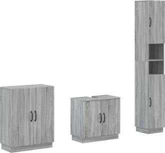 vidaXL Juego De Armarios De Ba&ntilde;o De 3 Piezas Hoorn Sonoma Gris Vidaxl
