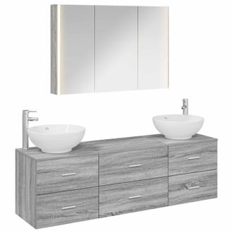 vidaXL Juego De Muebles De Ba&ntilde;o 4 Pcs Sonoma Gris Vidaxl