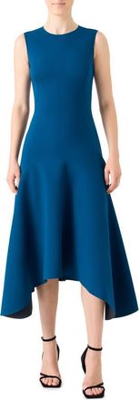 Akris Asymmetric Hem Sleeveless Jersey Dress in Teal at Nordstrom, Size 14