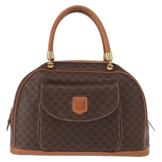 Celine Vintage Macadam Handbag Canvas And Leather Brown Canvas Handbag (Pre-Owned)