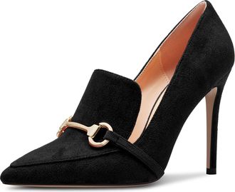 Castamere Womens High Stiletto Heel Pointed Toe Slip-on Pumps Court Shoe Wedding Office 10 CM Heels Black 5.5 UK