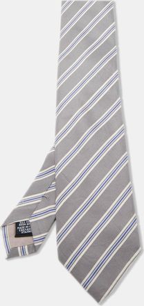 HUGO BOSS Boss By Hugo Boss Grey Diagonal Striped Silk Tie