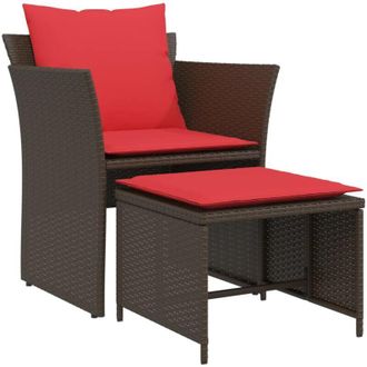 vidaXL Sill&oacute;n De Jard&iacute;n Con Reposapi&eacute;s Rat&aacute;n Sint&eacute;tico Marr&oacute;n Vidaxl