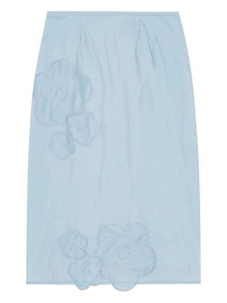 Cecilie Bahnsen flower-appliqu&eacute; midi skirt - Blue