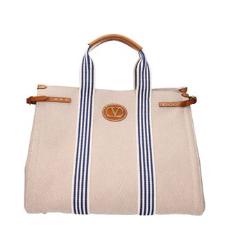 Valentino Garavani Antibes Herrens Handtaschen Beige/Blauer Stoff