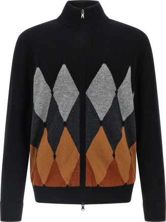 Ballantyne Cardigan Argyle Maglioni Nero-Uomo